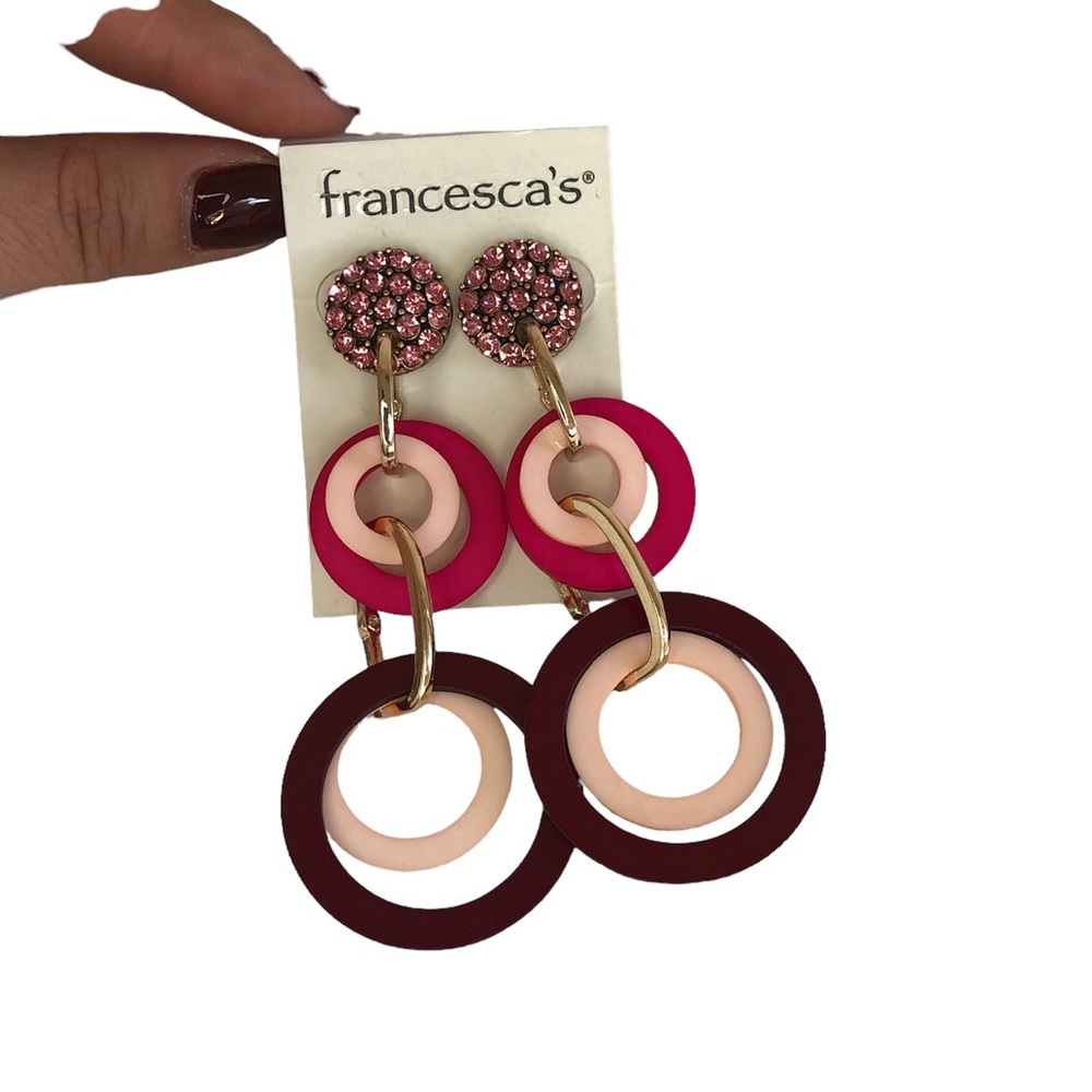 Francesca Layered Circle Drop Earrings NWT